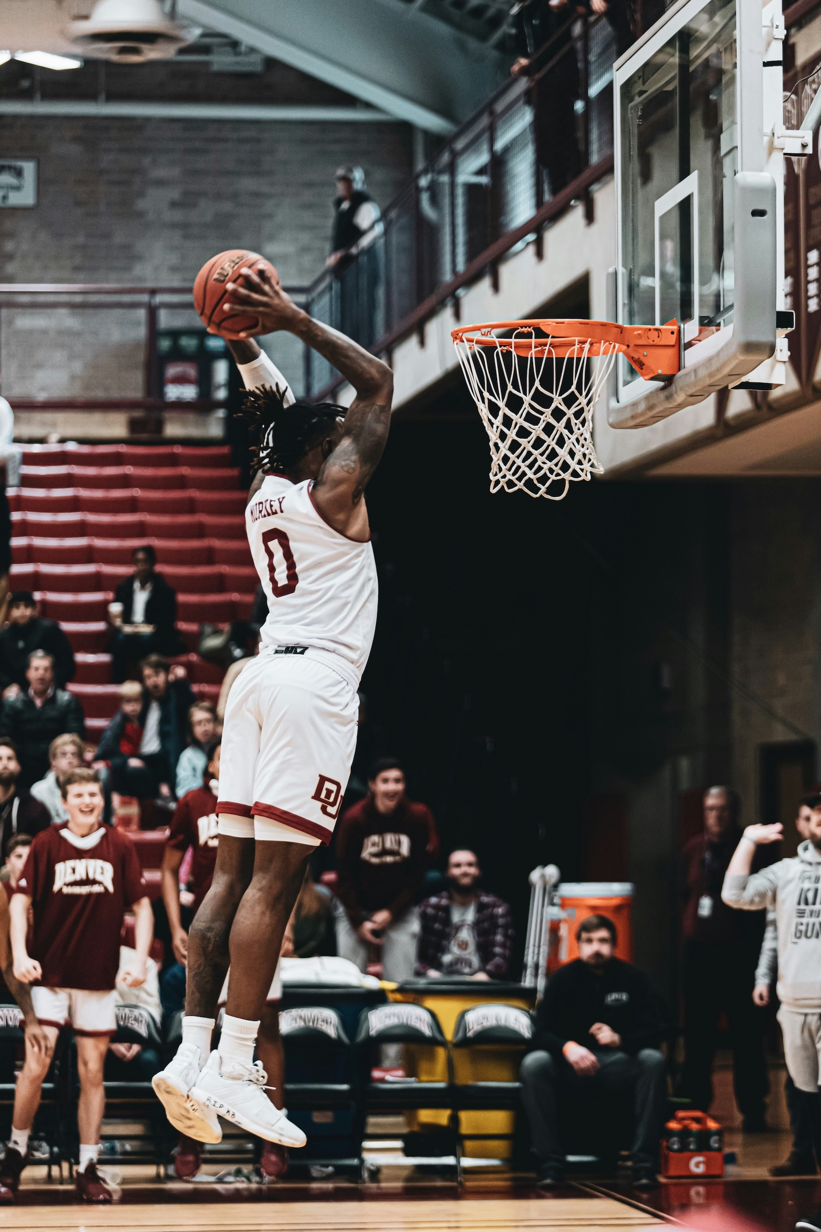 High school basketball action