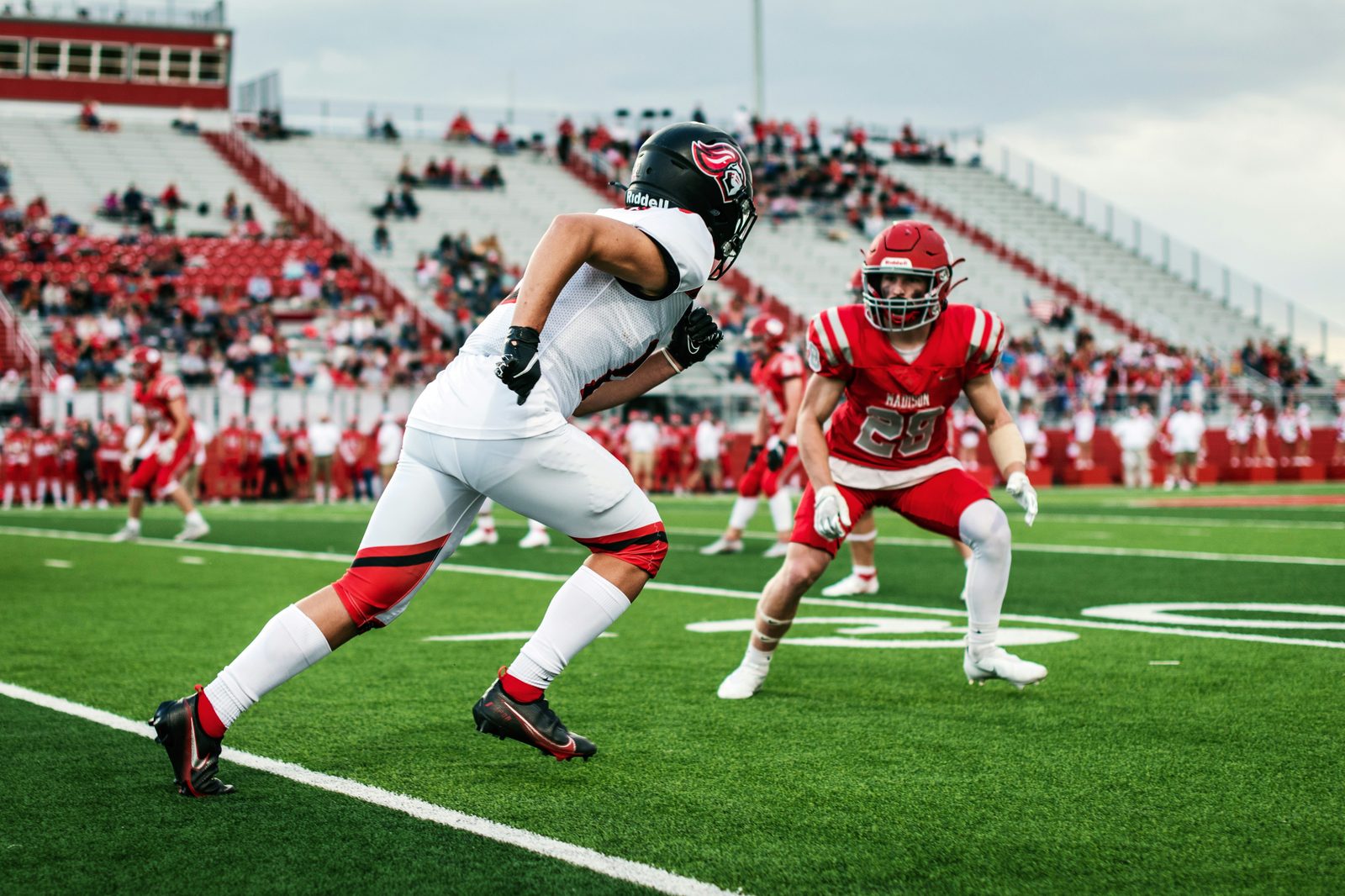 High school football action